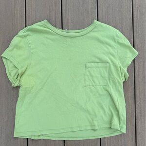 Reformation Lime Green Short Sleeve Crop Pocket Tee — Size Small — Cotton